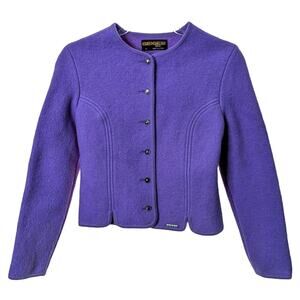 Vintage Geiger Tyrol Lilac Cropped Cardigan Sweater Wool Jacket EU Size 40